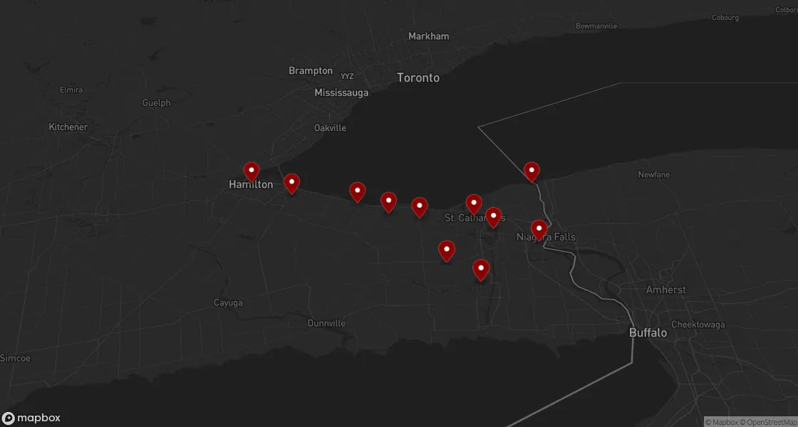 Map of the Niagara Region and Hamilton service area